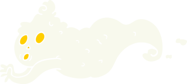 Bir insan tarafından çizilmiş düz renkli karikatür, ürkütücü hayalet.