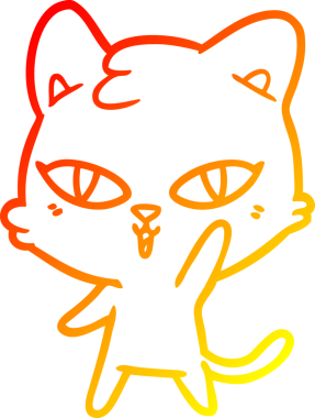 Bir insan tarafından çizilmiş çizgi film kedisinin sıcak çizgi çizimi