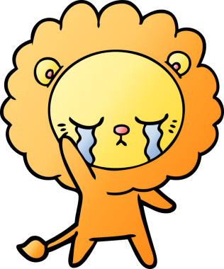 Bir insan tarafından çizilmiş ağlayan çizgi film aslanı.