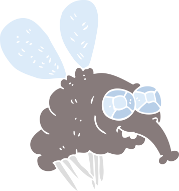 Bir insan tarafından çizilen sineğin düz renk çizimi