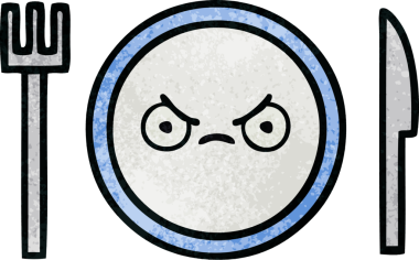 Bir insan tarafından çizilmiş yemek tabağının retro grunge deseni.