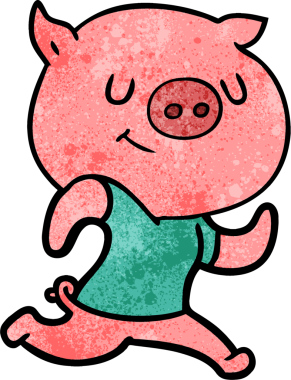 Bir insan tarafından çizilen mutlu domuz çizgi filmi.