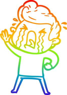 Bir insan tarafından çizilmiş ağlayan bir adamın çizdiği gökkuşağı gradyan çizgisi.