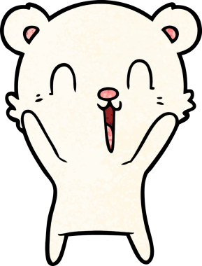 Bir insan tarafından çizilmiş mutlu kutup ayısı çizgi filmi.