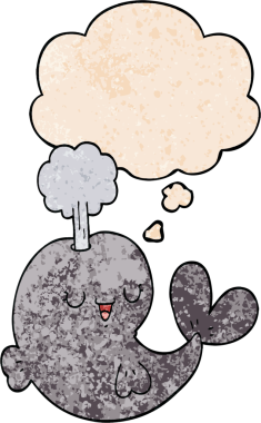 Bir insan tarafından çizilmiş grunge desenli düşünce balinası.