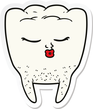 Bir insan tarafından çizilmiş çizgi film dişinin çıkartması.