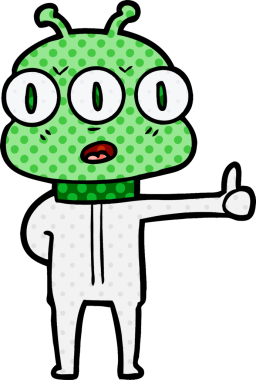 Bir insan tarafından çizilmiş üç gözlü uzaylı çizgi filmi.