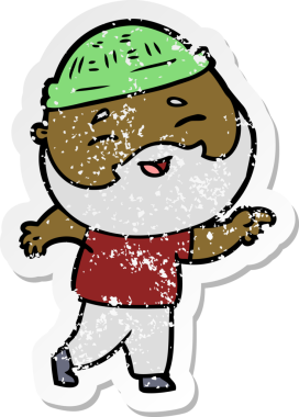 Bir insan tarafından çizilmiş mutlu sakallı bir adamın sıkıntılı çıkartması.