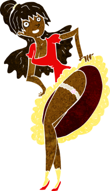 Bir insan tarafından çizilmiş flamenko dansçısı çizgi filmi.