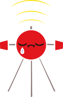 Bir insan tarafından çizilmiş düz renkli bir uydu karikatürü