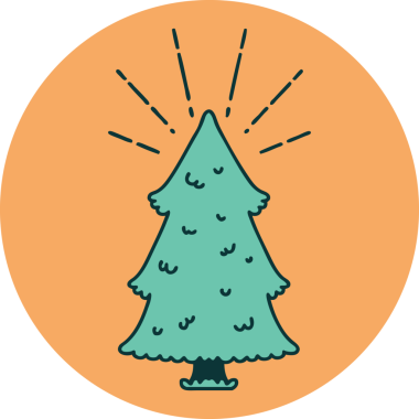 Bir insan tarafından çizilmiş çam ağacının dövme ikonu