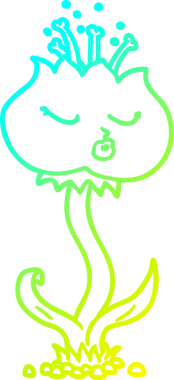 Bir insanın çizdiği karikatür çiçeğinin soğuk gradyan çizgisi.