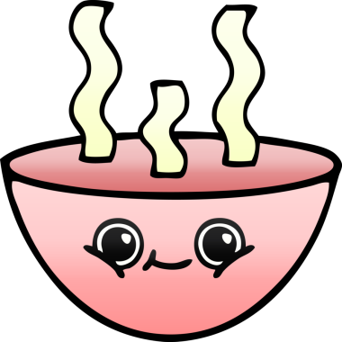 Bir insan tarafından çizilmiş sıcak çorbanın gölgeli karikatürü.