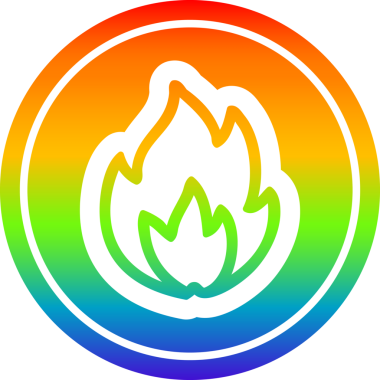 Bir insan tarafından çizilmiş gökkuşağı gradyan basit alev dairesel simgesi