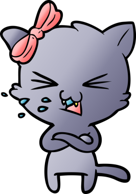 Bir insan tarafından çizilmiş çizgi film kedisi.