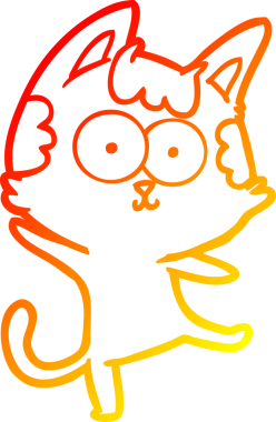 Bir insan tarafından çizilen mutlu çizgi film kedisinin sıcak çizgi çizimi