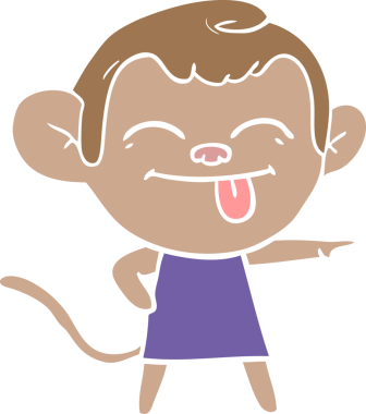 Bir insan tarafından çizilmiş komik düz renkli çizgi film maymunu