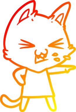 Bir insan tarafından çizilmiş çizgi film kedisinin sıcak çizgi çizimi