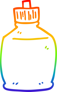 gökkuşağı gradyan çizgi çizimi bir insan tarafından çizilmiş bir su şişesi