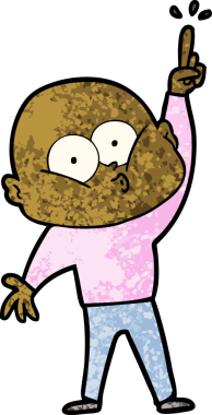 Bir insan tarafından çizilmiş kel bir adam.