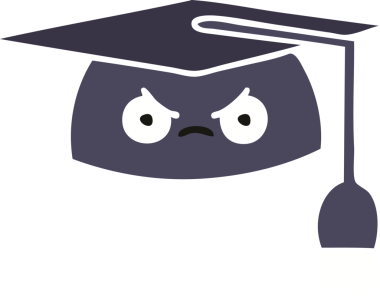 Bir insanın çizdiği mezuniyet şapkasının düz renkli retro karikatürü.