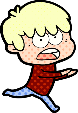 Bir insan tarafından çizilmiş endişeli çizgi film çocuğu.