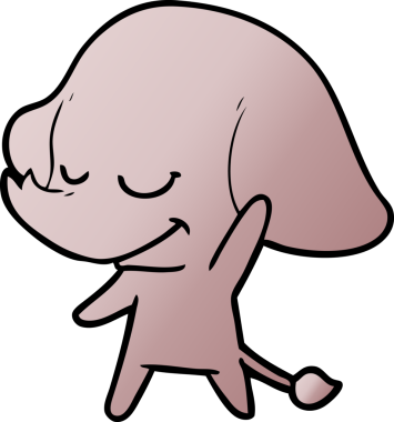 Bir insan tarafından çizilmiş gülümseyen bir fil.