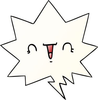 Bir insan tarafından çizilmiş yumuşak eğimli konuşma baloncuklu mutlu çizgi film yüzü