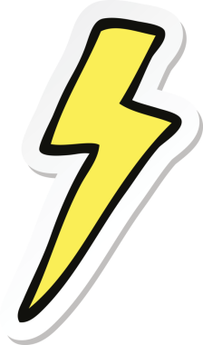 Bir insan tarafından çizilmiş bir çizgi film yıldırımının çıkartması.