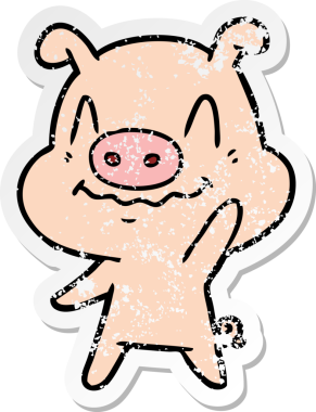 Bir insan tarafından çizilmiş gergin bir domuz çiziminin sıkıntılı çıkartması.