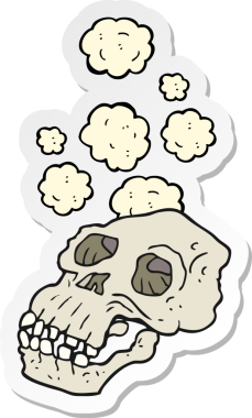 Bir insan tarafından çizilmiş antik bir kafatası karikatürü.