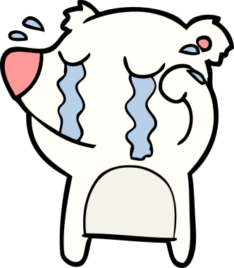 Bir insan tarafından çizilmiş üzgün küçük kutup ayısı çizgi filmi.