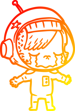 Bir insan tarafından çizilmiş, ağlayan astronot bir kızın sıcak çizgi çizimi