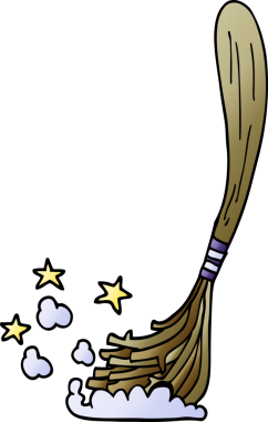 Bir insan tarafından çizilmiş sihirli süpürge.