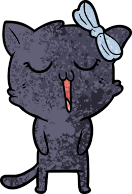 Bir insan tarafından çizilmiş çizgi film kedisi.