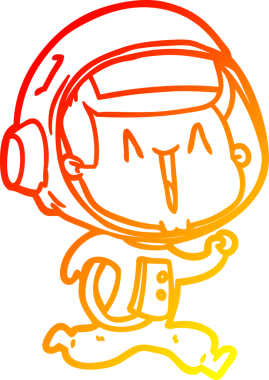 Bir insan tarafından çizilmiş mutlu bir astronotun sıcak çizgi çizimi