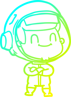 Bir insan tarafından çizilmiş mutlu bir astronot çizgi roman çizimi.