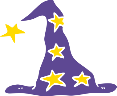 Bir insan tarafından çizilmiş karalama sihirbazı şapkası.