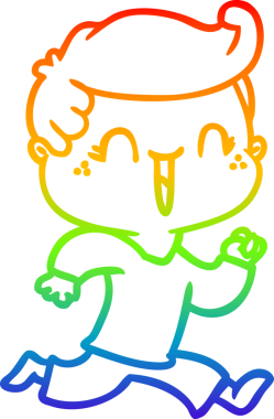 Gökkuşağının gradyan çizimi bir insan tarafından çizilmiş bir çizgi film karakteri.