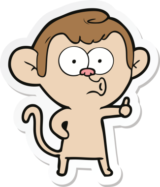 Bir insan tarafından çizilmiş korna çalan bir maymunun çıkartması.