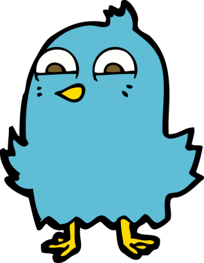 Bir insan tarafından çizilmiş komik çizgi film kuşu.