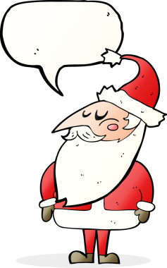 Bir insan tarafından çizilmiş konuşma balonlu Noel Baba çizgi filmi.