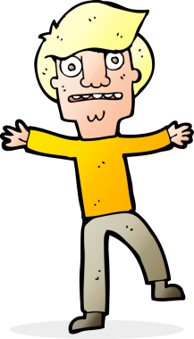 Bir insan tarafından çizilen panikleyen çizgi film çocuğu.