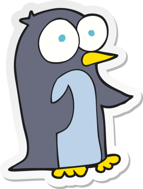 Bir insan tarafından çizilmiş karikatür pengueni çıkartması.