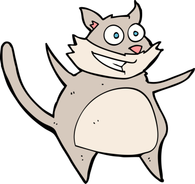 Bir insan tarafından çizilmiş komik çizgi film kedisi.