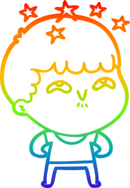 gökkuşağının gradyan çizimi bir çizgi film karakteri tarafından çizilmiş.