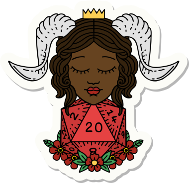 Bir insan tarafından çizilmiş doğal 20 d20 zarlı bir yapıştırma.