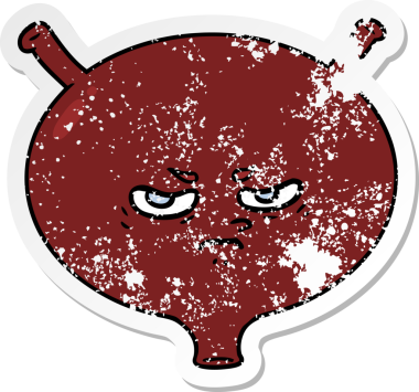 Bir insan tarafından çizilmiş kızgın mesanenin sıkıntılı çıkartması.