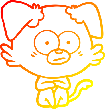 Bir insan tarafından çizilmiş gergin bir köpek çizgi filminin sıcak gradyanı.