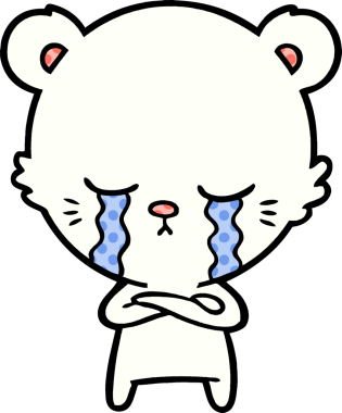 Bir insan tarafından çizilmiş üzgün küçük kutup ayısı çizgi filmi.